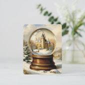 Kerstsneeuw wereldbol  feestdagenkaart (Staand voorkant)