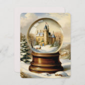 Kerstsneeuw wereldbol  feestdagenkaart (Voorkant / Achterkant)