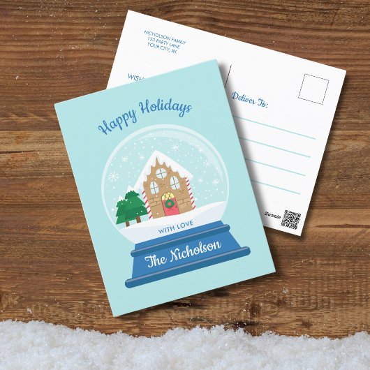 KERSTSNEEUW WERELDBOL FEESTDAGENKAART