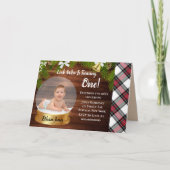 Kerstsneeuw Wereldbol Foto 1St Birthday Party Kaart (Voorkant)