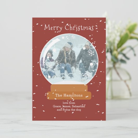 Kerstsneeuw Wereldbol Foto op maat van Kaart (Staand voorkant)