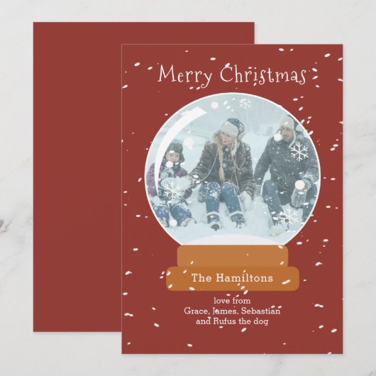 Kerstsneeuw Wereldbol Foto op maat van Kaart (Voorkant / Achterkant)