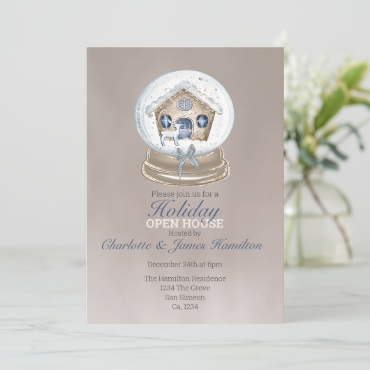 Kerstsneeuw Wereldbol Holiday Open House Kaart (Staand voorkant)