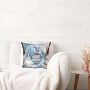 Kerstsneeuw Wereldbol met konijn Kussen