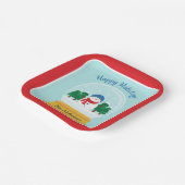 KERSTSNEEUW WERELDBOL PAPIEREN BORDJE (Gebogen)