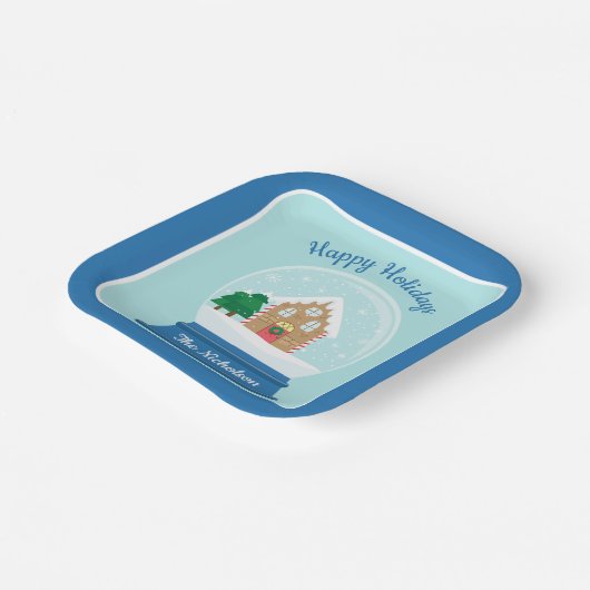 KERSTSNEEUW WERELDBOL PAPIEREN BORDJE (Gebogen)