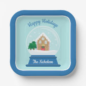 KERSTSNEEUW WERELDBOL PAPIEREN BORDJE (Voorkant)