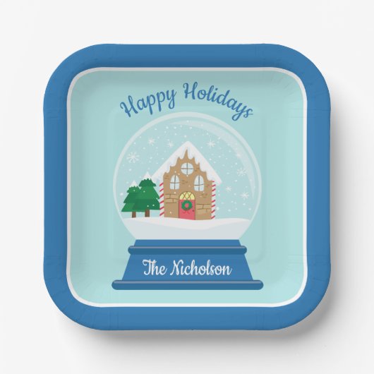 KERSTSNEEUW WERELDBOL PAPIEREN BORDJE (Voorkant)