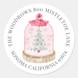 Kerstsneeuw Wereldbol Retouradres Ronde Sticker