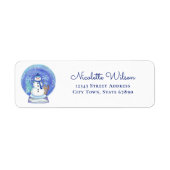Kerstsneeuw Wereldbol Snowman Holiday Adres label (Voorkant)