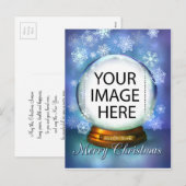 Kerstsneeuw Wereldbol voor je eigen foto Feestdagenkaart (Voorkant / Achterkant)