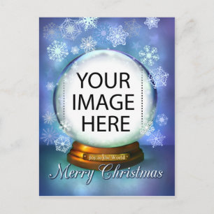 Kerstsneeuw Wereldbol voor je eigen foto Feestdagenkaart