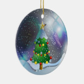 Kerstsneeuw Wereldbol winterboom Keramisch Ornament (Rechts)