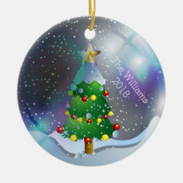 Kerstsneeuw Wereldbol winterboom Keramisch Ornament