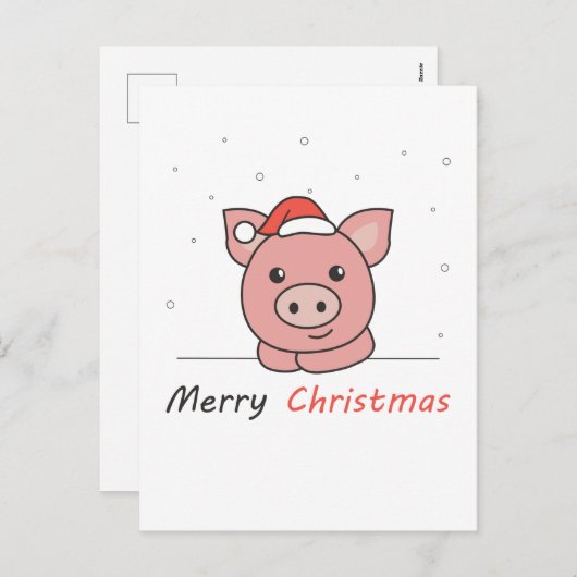 Kerstsneeuw Winter Dieren Varkens Feestdagenkaart (Voorkant / Achterkant)