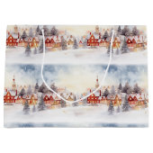 Kerstsneeuw Winter Wonderland Village Landschap Groot Cadeauzakje (Voorkant)
