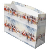 Kerstsneeuw Winter Wonderland Village Landschap Groot Cadeauzakje (Achterkant Gekanteld)