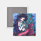 Kerstsneeuw Zeemeermin Tree Art van Hannah Lynn Magneet (Voorkant / Achterkant)