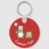 Kerstsneeuwballende Pinguïns Sleutelhanger (Voorkant)