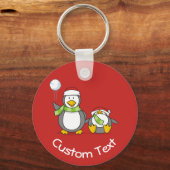 Kerstsneeuwballende Pinguïns Sleutelhanger (Voorkant)