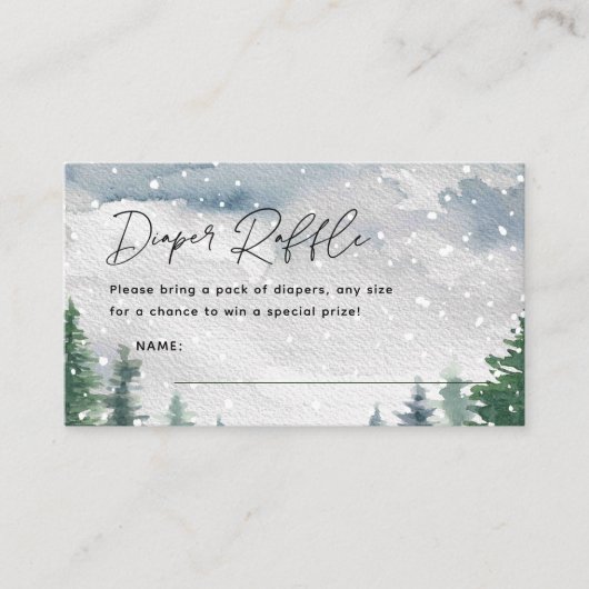 Kerstsneeuwberg Winter Luier Raffle Informatiekaartje (Voorkant)