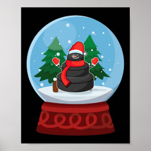 Kerstsneeuwbol IJshockey Sneeuwman Poster