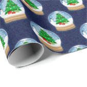 Kerstsneeuwbol Kerstboompatroon Cadeaupapier (Rol Hoek)