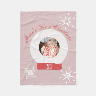 Kerstsneeuwbol met sneeuwvlokken voor baby's eerst fleece deken