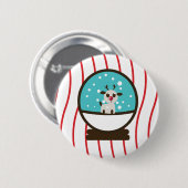 Kerstsneeuwbol Rendier Ronde Button 5,7 Cm (Voorkant /achterkant)
