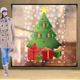 Kerstsneeuwbomen Cadeau Home Storefront Vinyl Raamsticker