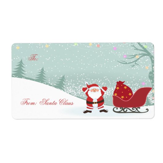 Kerstsneeuwen + Santa sleigh cadeau labels (Voorkant)