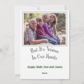 Kerstsneeuwfamilie met foto feestdagenkaart (Achterkant)