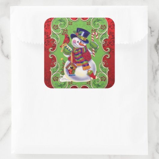 Kerstsneeuwfeestdag leuke sticker (Tas)