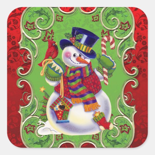 Kerstsneeuwfeestdag leuke sticker (Voorkant)