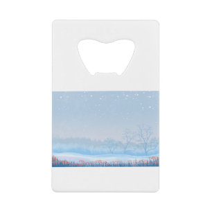 Kerstsneeuwfeestdag winter december koud. creditkaart flessenopener