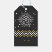 Kerstsneeuwflake chevron-accent cadeaulabel (Achterkant)