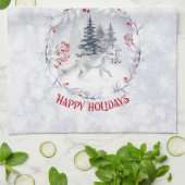 Kerstsneeuwfox | Winterlandschap | Theedoek (Gevouwen)