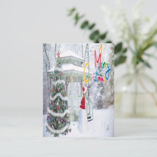 kerstsneeuwgroeten briefkaart (Staand voorkant)