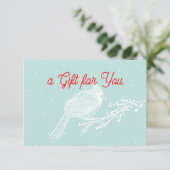 kerstsneeuwkardinaal cadeaubon (Staand voorkant)