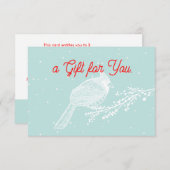 kerstsneeuwkardinaal cadeaubon (Voorkant / Achterkant)