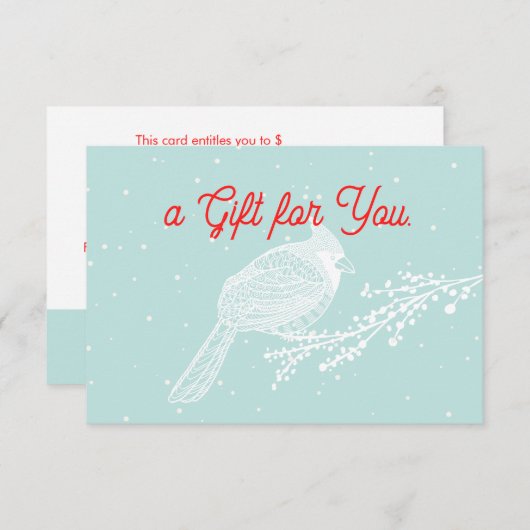 kerstsneeuwkardinaal cadeaubon (Voorkant / Achterkant)