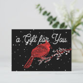 kerstsneeuwkardinaal cadeaubon (Staand voorkant)