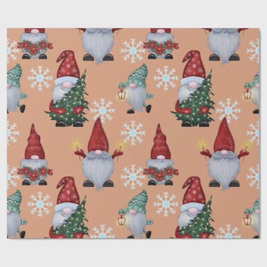 kerstsneeuwknomes cadeaupapier (Vlak)