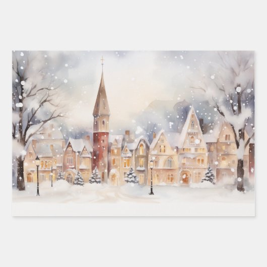 Kerstsneeuwlandschap Inpakpapier Vel (Voorkant 2)