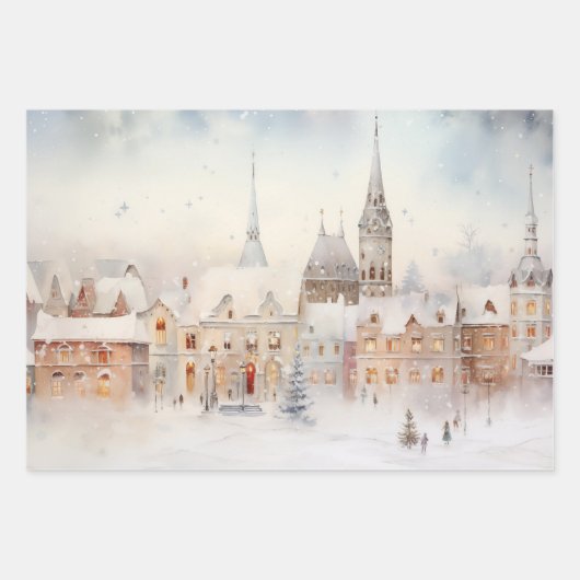 Kerstsneeuwlandschap Inpakpapier Vel (Voorkant)