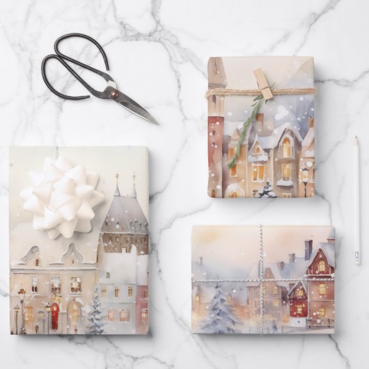Kerstsneeuwlandschap Inpakpapier Vel (Voorkant)