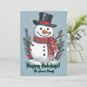 Kerstsneeuwman7, Prettig kerstfeest, kerstkaart Kaart (Staand voorkant)