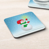 Kerstsneeuwman Bier Onderzetter (Linkerzijde)