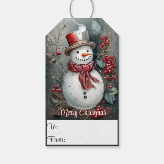 Kerstsneeuwman Cadeaulabel (Voorkant)