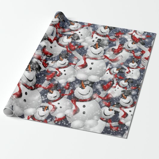 Kerstsneeuwman Cadeaupapier (Uitgerold)